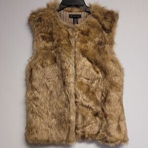 INC International Concepts Faux Fur Vest in Tan